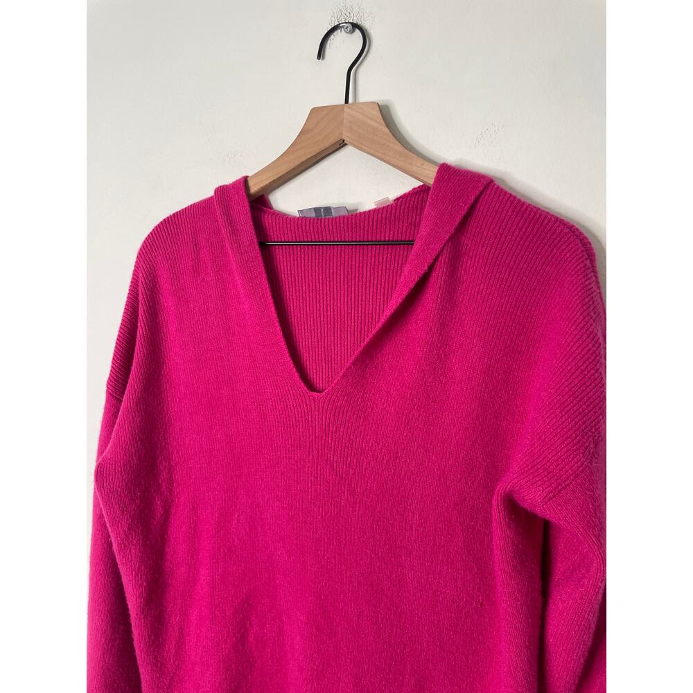 ❣️5/$25 Tahari Pink Hooded Sweater Small V Neck Casual Pullover - Picture 2 of 6